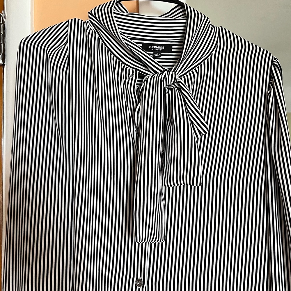 Stripped, button-up blouse